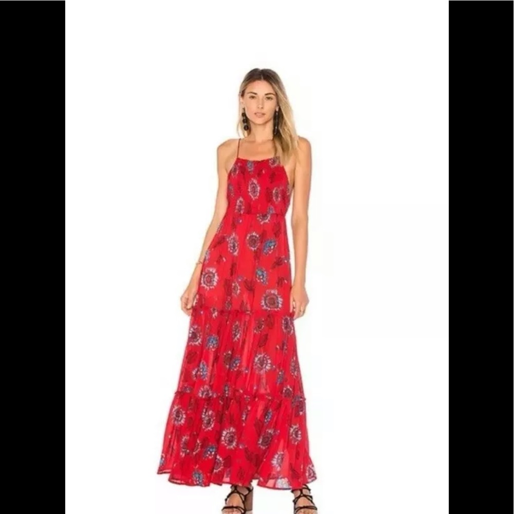 Free People XS Red Floral Garden Party Dress